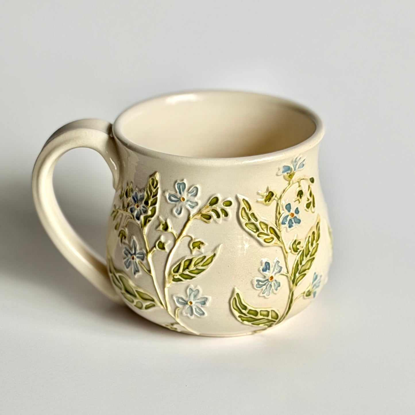 Botanical Mug: Forget-me-not & Snail, " Is he dead yet?" #4171
