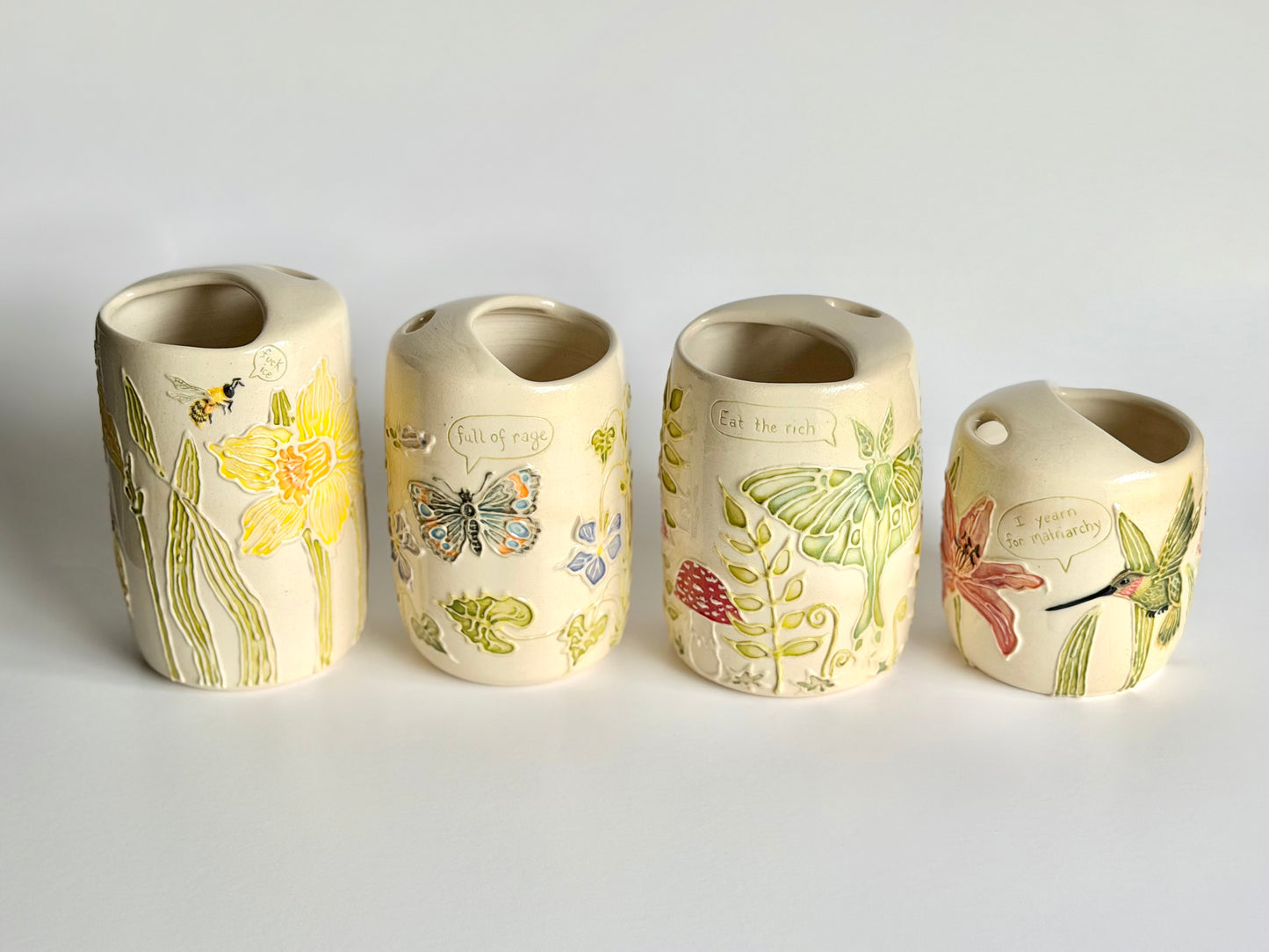 Botanical Travel Cup: Luna Moth & Mushroom, "Eat the rich" #4175