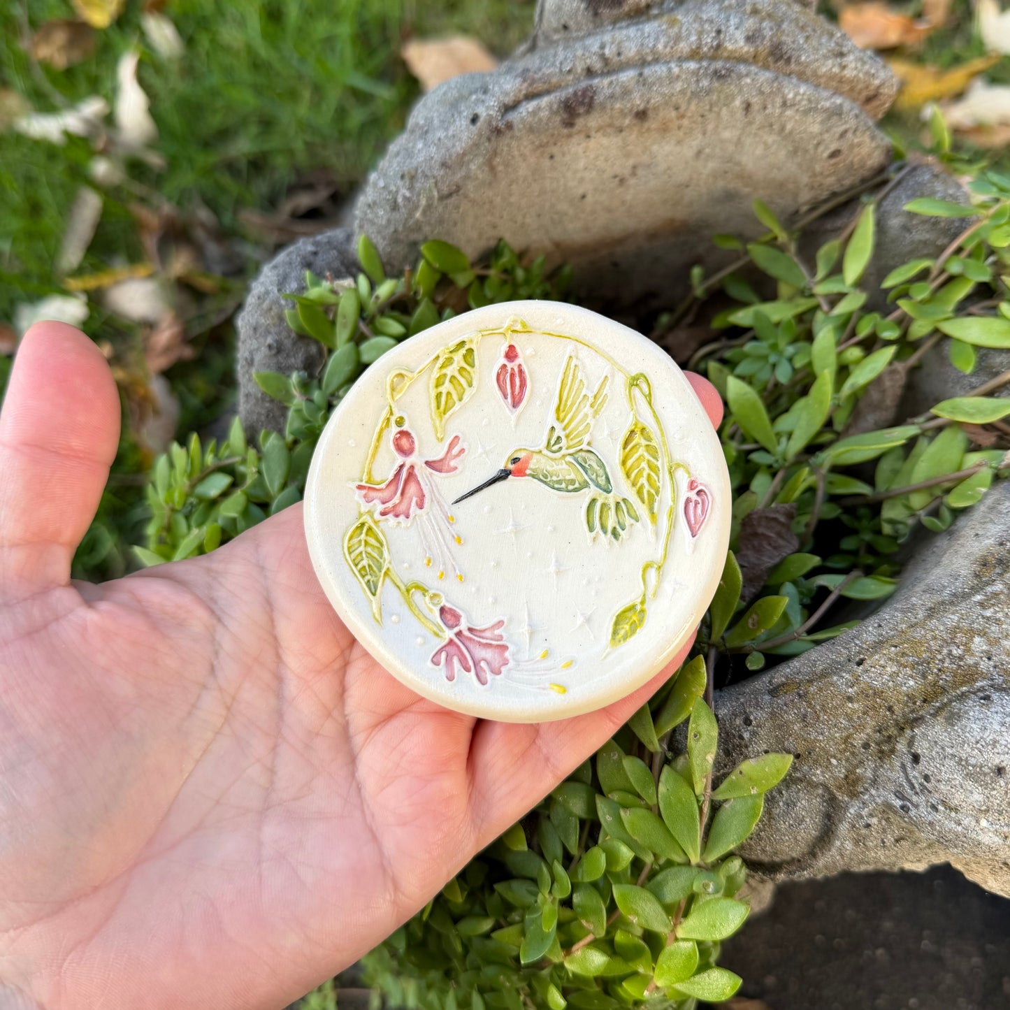 Trinket Dish Medium: Hummingbird & Fuchsia #4112
