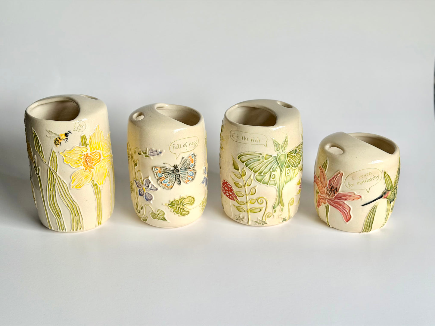 Botanical Travel Cup: Honeybee & Daffodil, "fuck ice" #4174