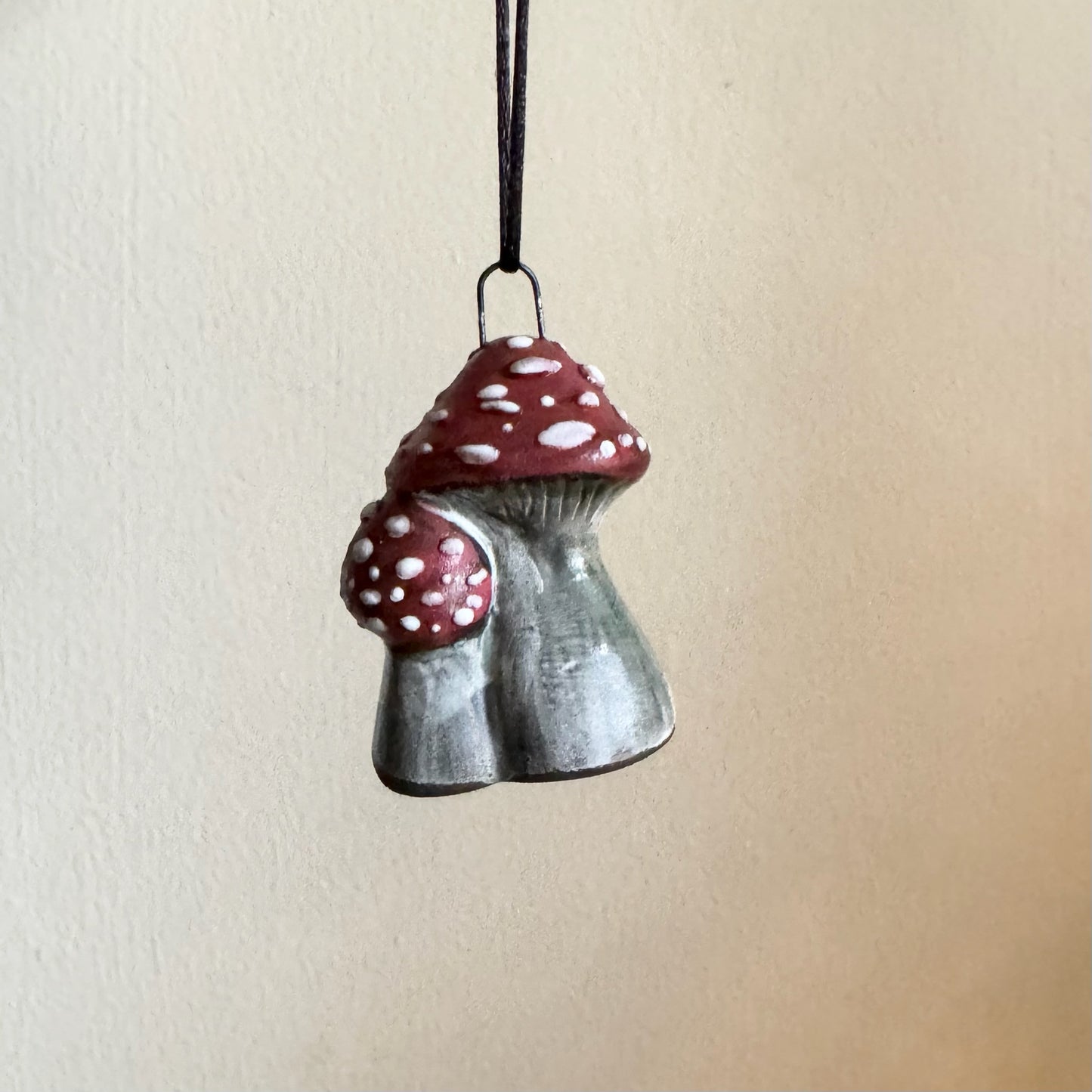 Double Mushroom Ornament - Dark  #2075
