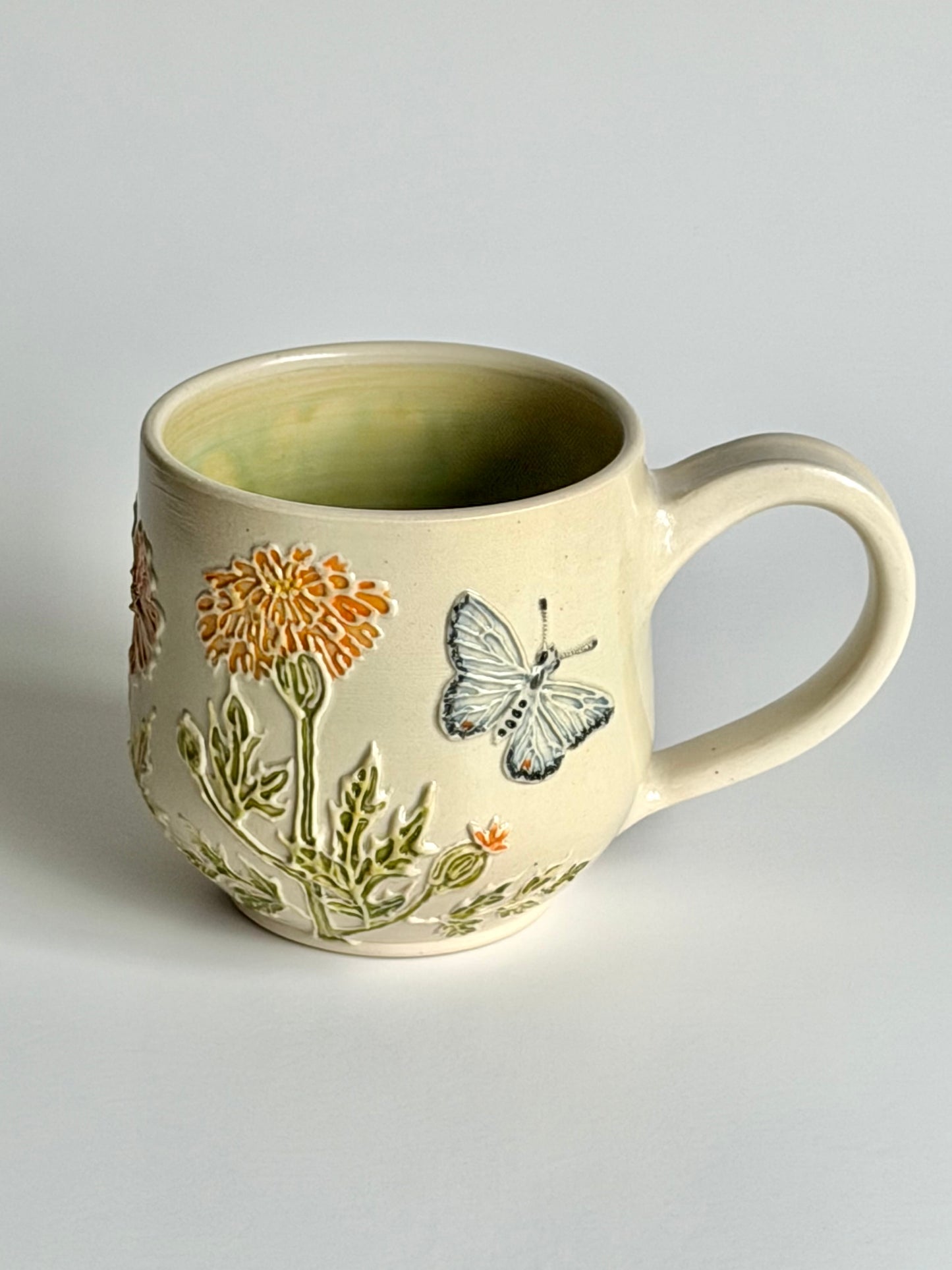 Botanical Mug: Marigold & Eastern Tailed Blue Butterfly #4133