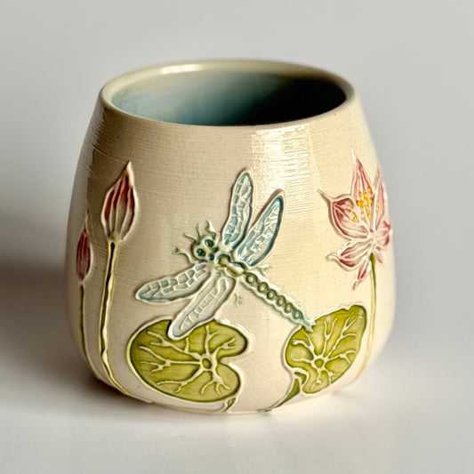 Botanical Cup: Dragonfly & Lotus #4135