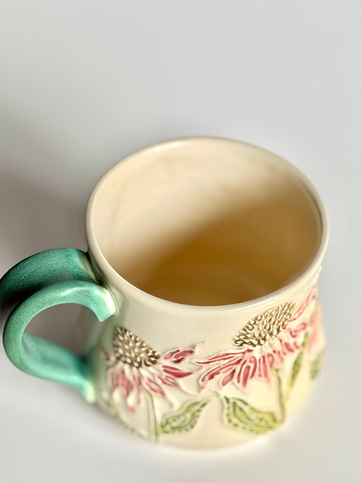 Botanical Mug: Coneflower & Bumblebee, "less kings, more queens" #4172
