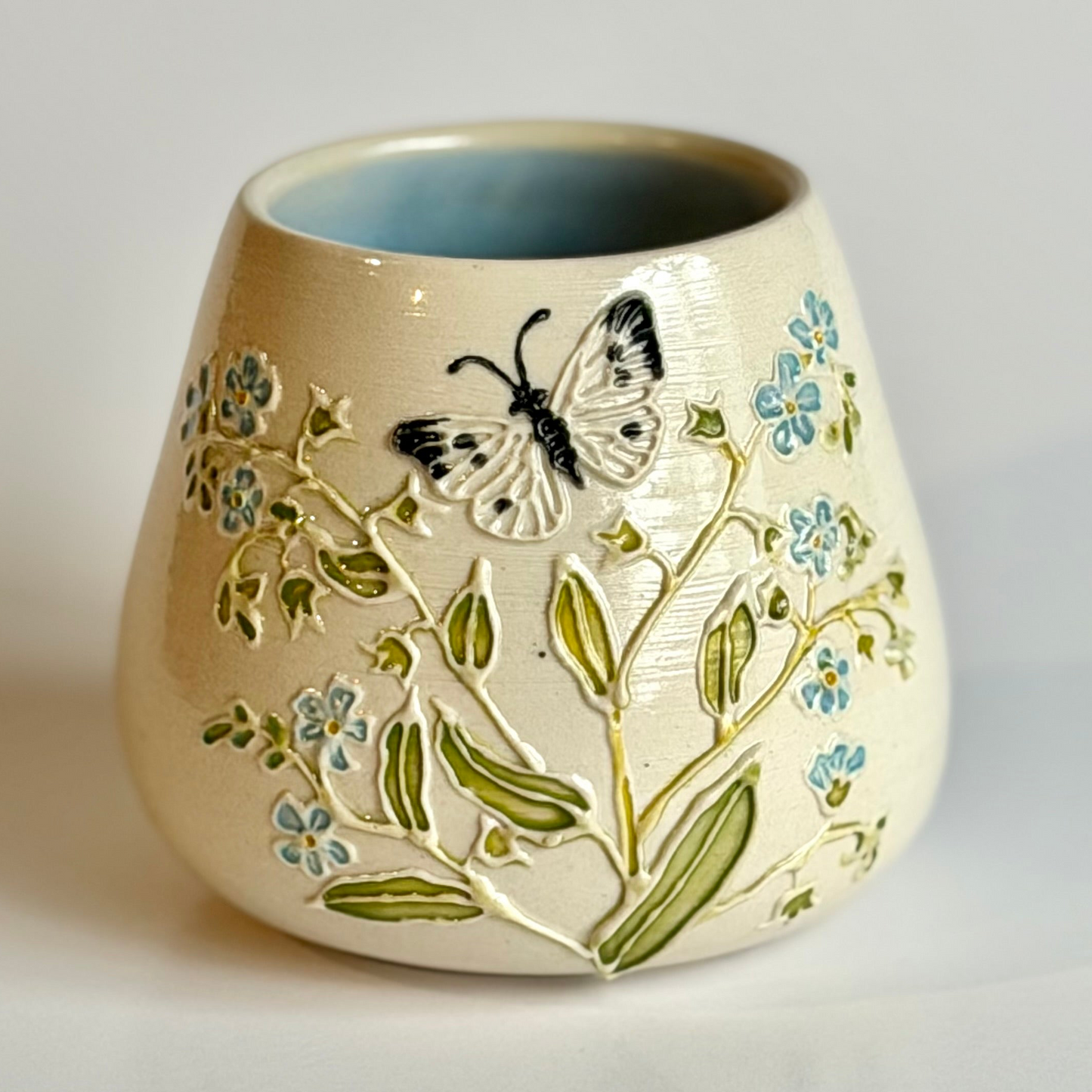 Botanical Cup: Forget-me-not & Cabbage White #4140