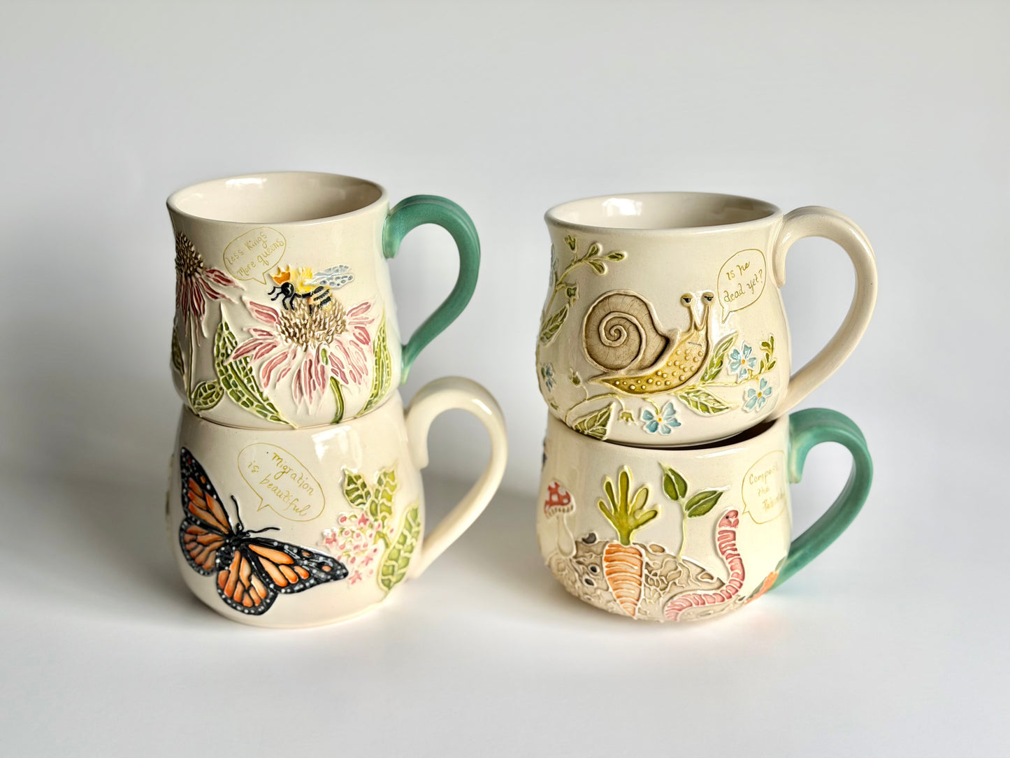 Botanical Mug: Forget-me-not & Snail, " Is he dead yet?" #4171