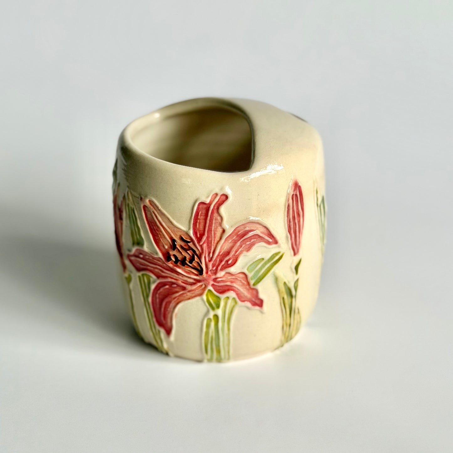 Botanical Travel Cup: Hummingbird & Daylily, " I yearn for matriarchy"  #4177