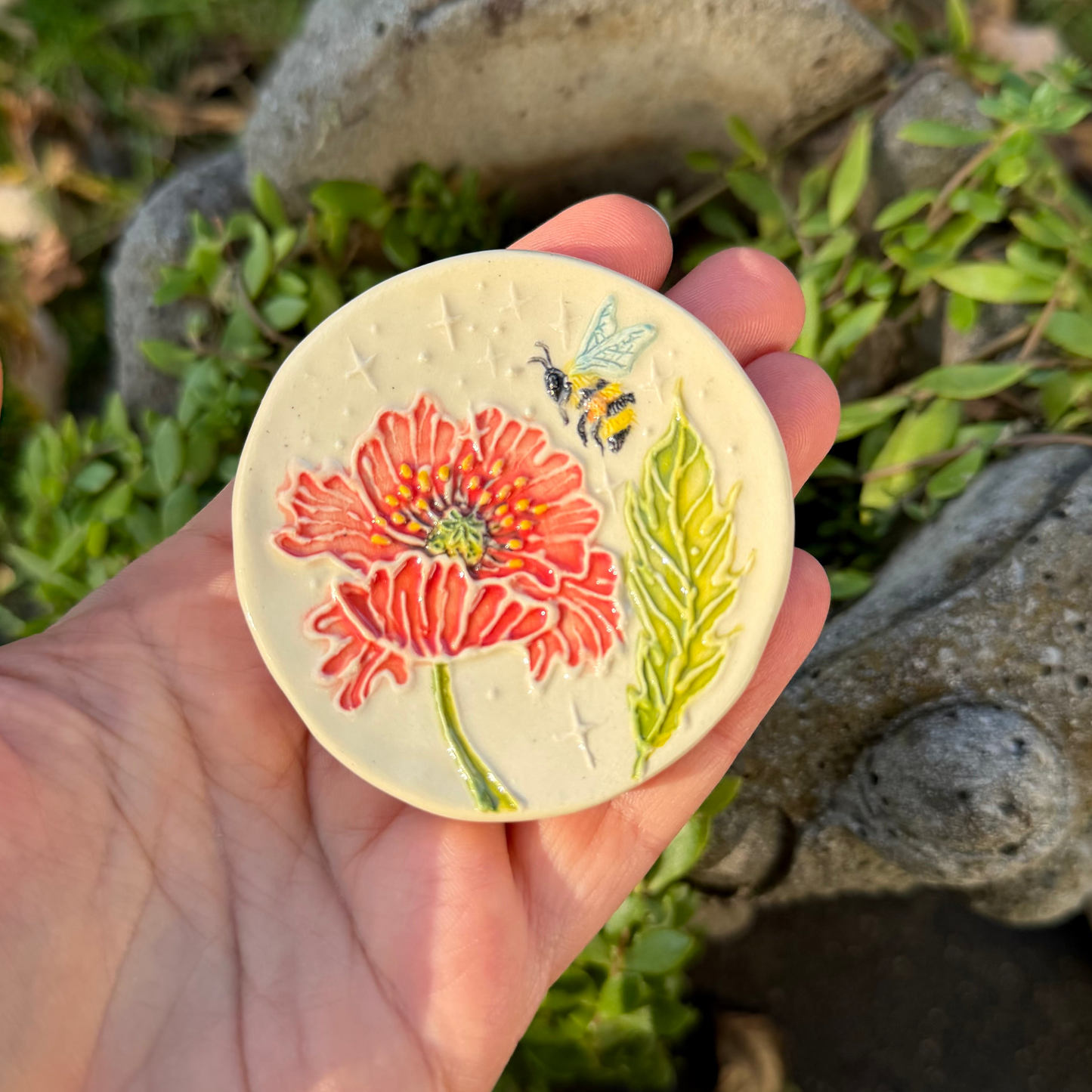 Trinket Dish Small: Poppy & Honeybee #4115