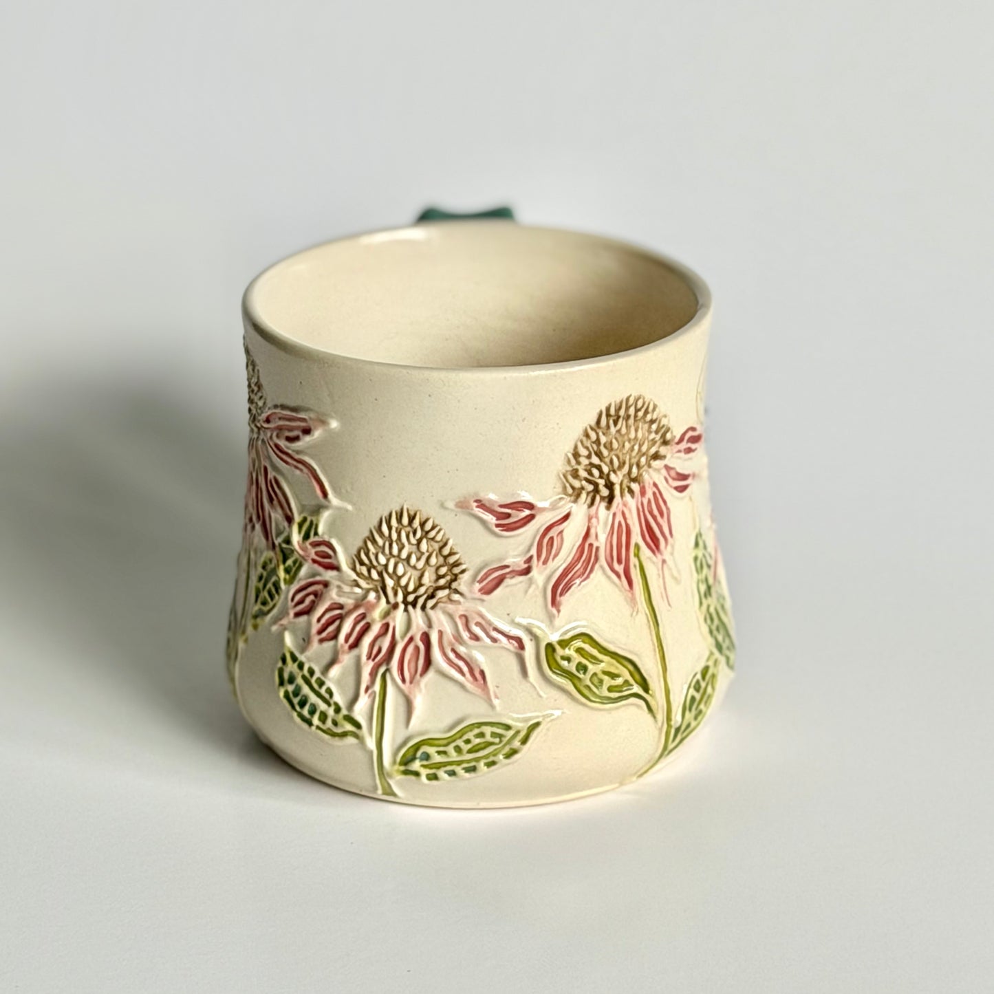Botanical Mug: Coneflower & Bumblebee, "less kings, more queens" #4172