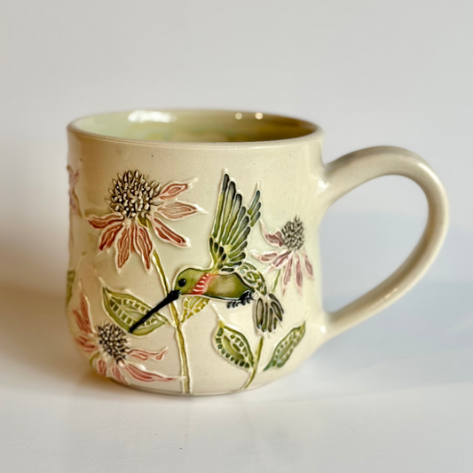 Botanical Mug: Hummingbird & Coneflower #4134