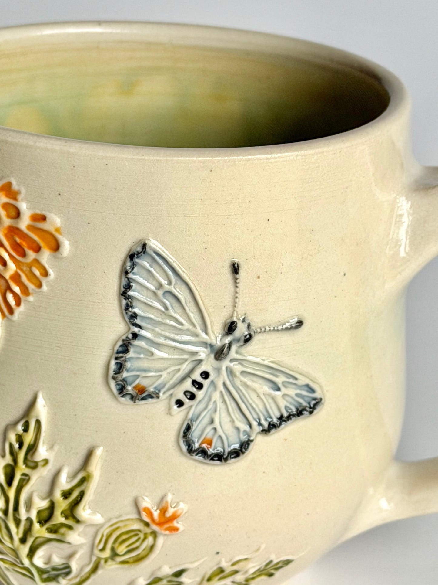 Botanical Mug: Marigold & Eastern Tailed Blue Butterfly #4133