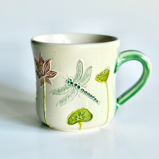 Botanical Mug: Dragonfly & Lotus #4118