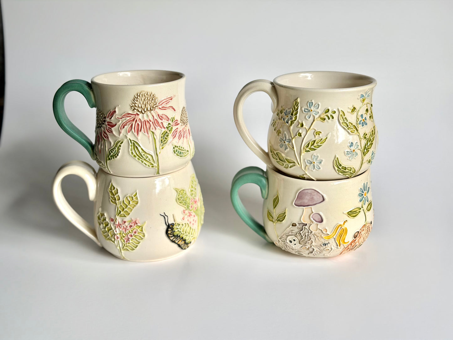 Botanical Mug: Forget-me-not & Snail, " Is he dead yet?" #4171