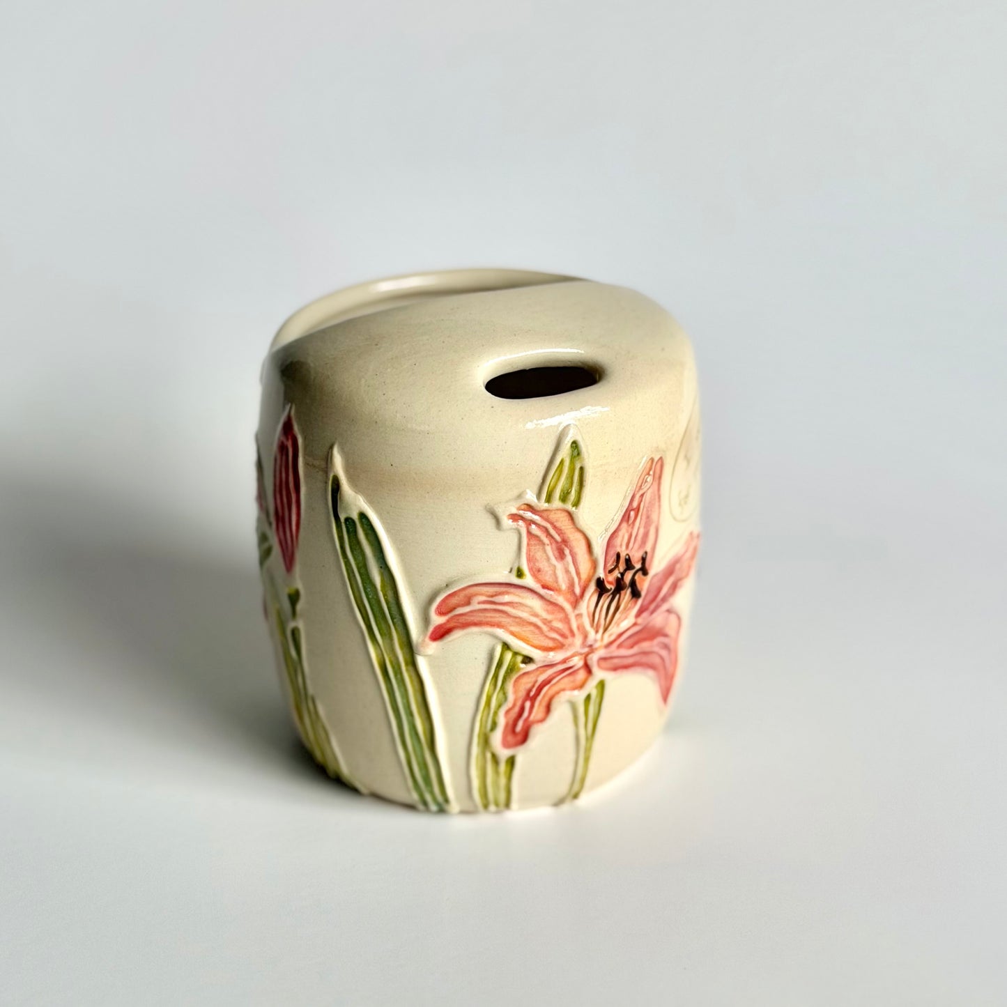 Botanical Travel Cup: Hummingbird & Daylily, " I yearn for matriarchy"  #4177