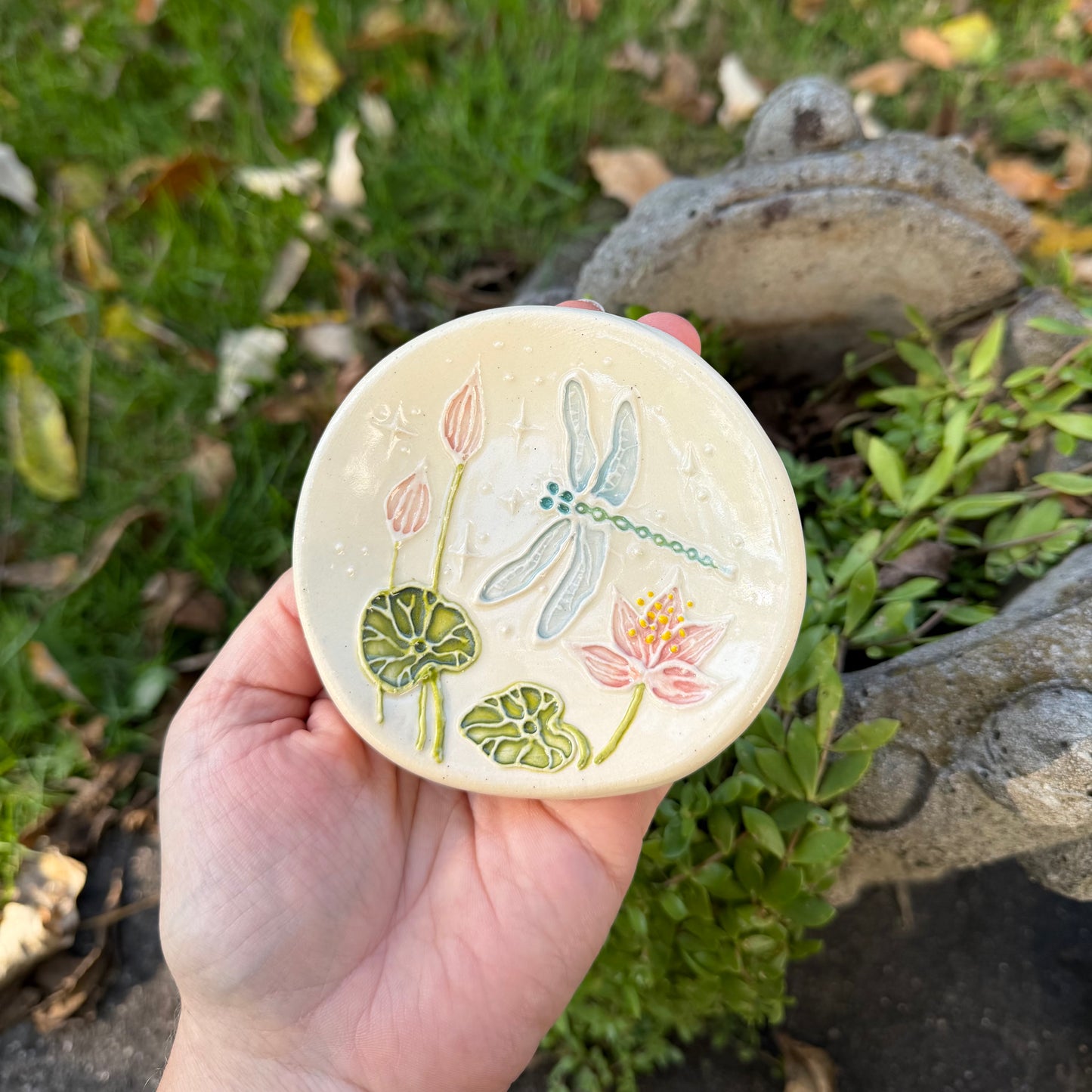 Trinket Dish Large: Dragonfly & Lotus #4109