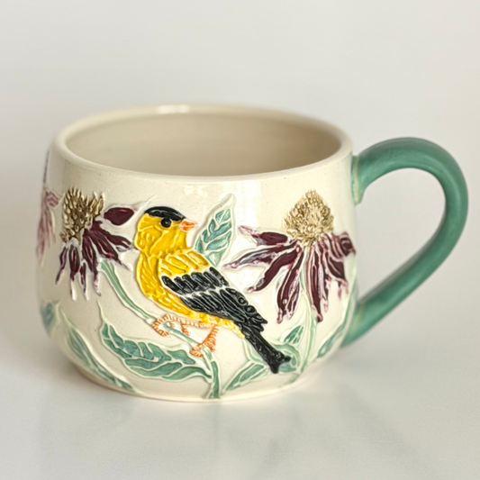 Botanical Mug: Goldfinch & Coneflower #4165