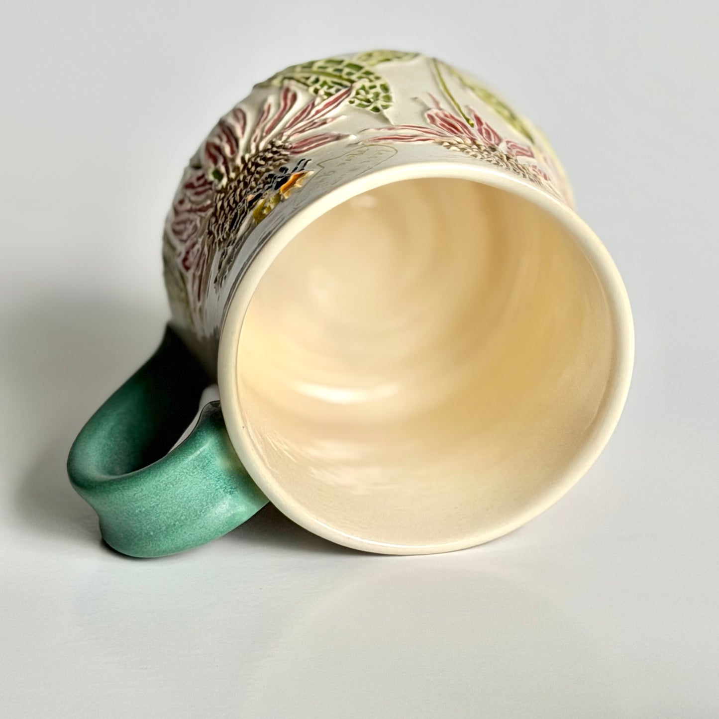 Botanical Mug: Coneflower & Bumblebee, "less kings, more queens" #4172