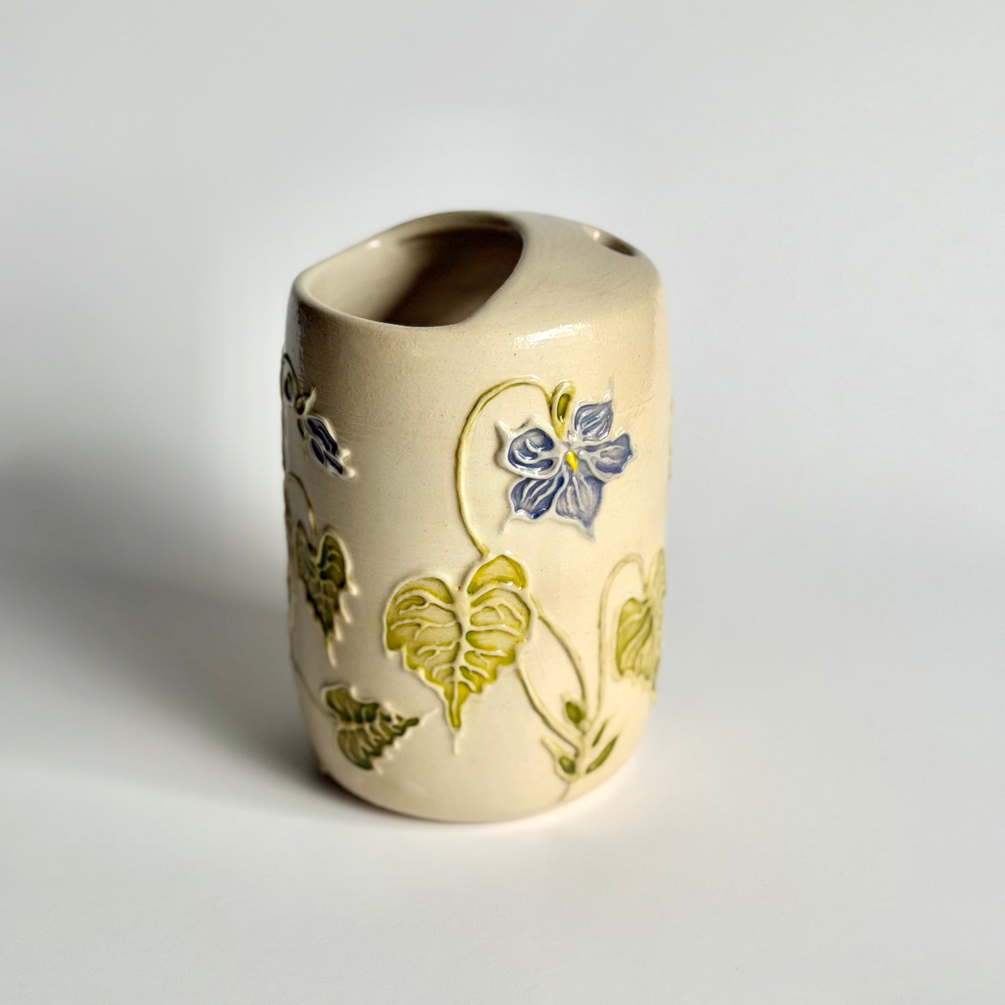 Botanical Travel Cup: Buckeye butterfly & Violets, "full of rage" #4176