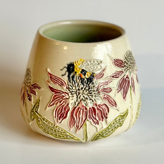 Botanical Cup: Coneflower & Bumblebee #4142