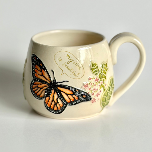 Botanical Mug: Monarch Lifecycle, "migration is beautiful” #4170