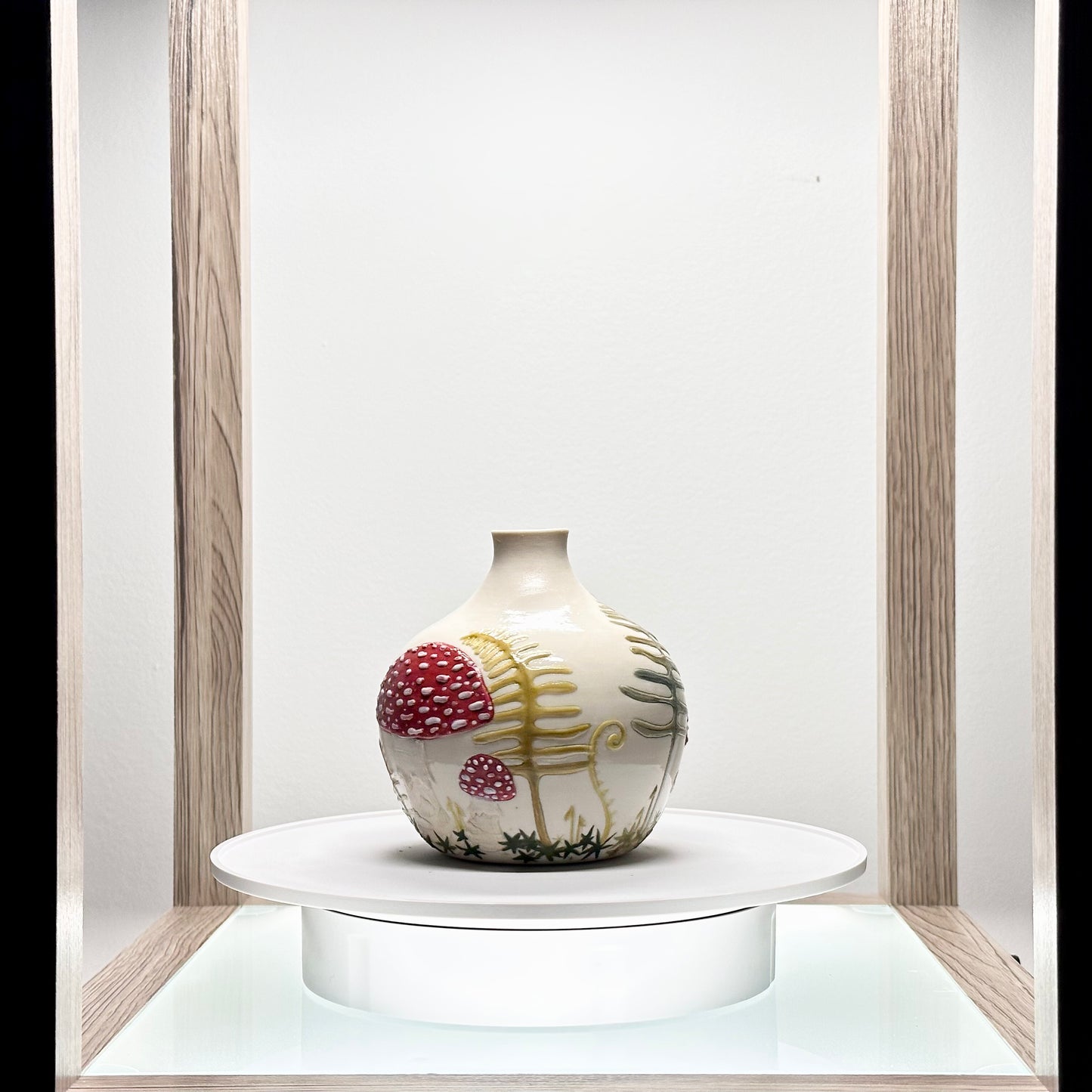 Mushroom and Fern Botanical Vase #4178