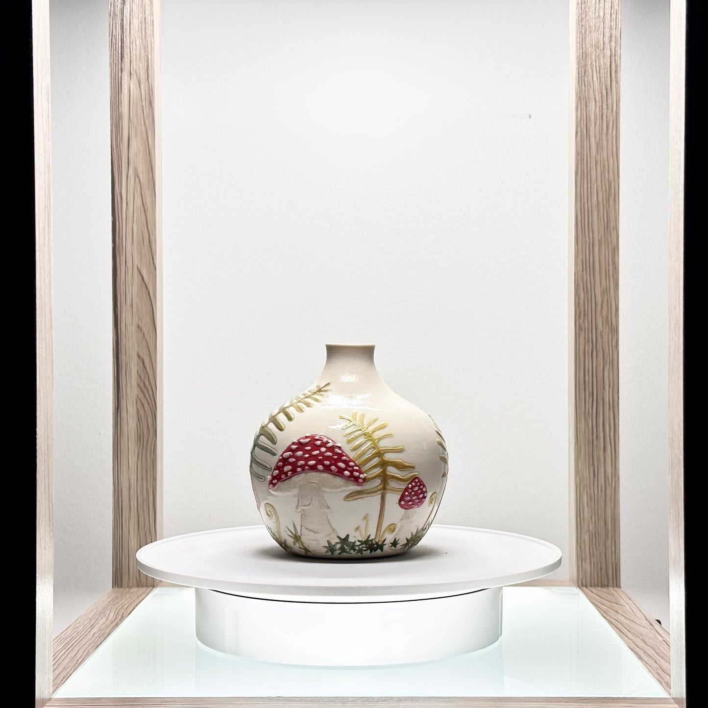 Mushroom and Fern Botanical Vase #4178