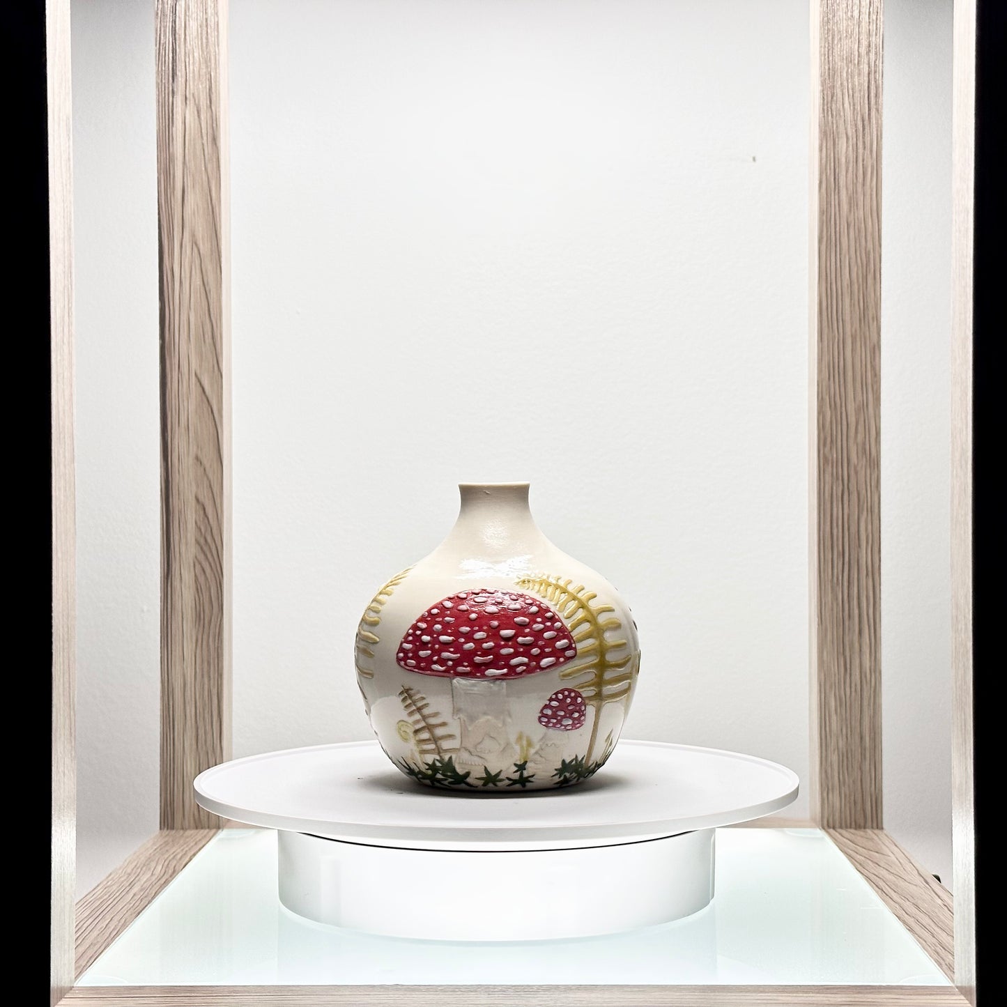 Mushroom and Fern Botanical Vase #4178