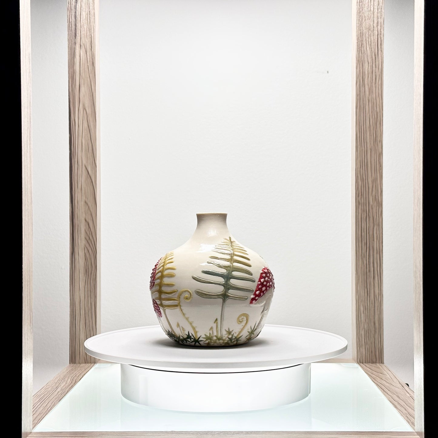 Mushroom and Fern Botanical Vase #4178