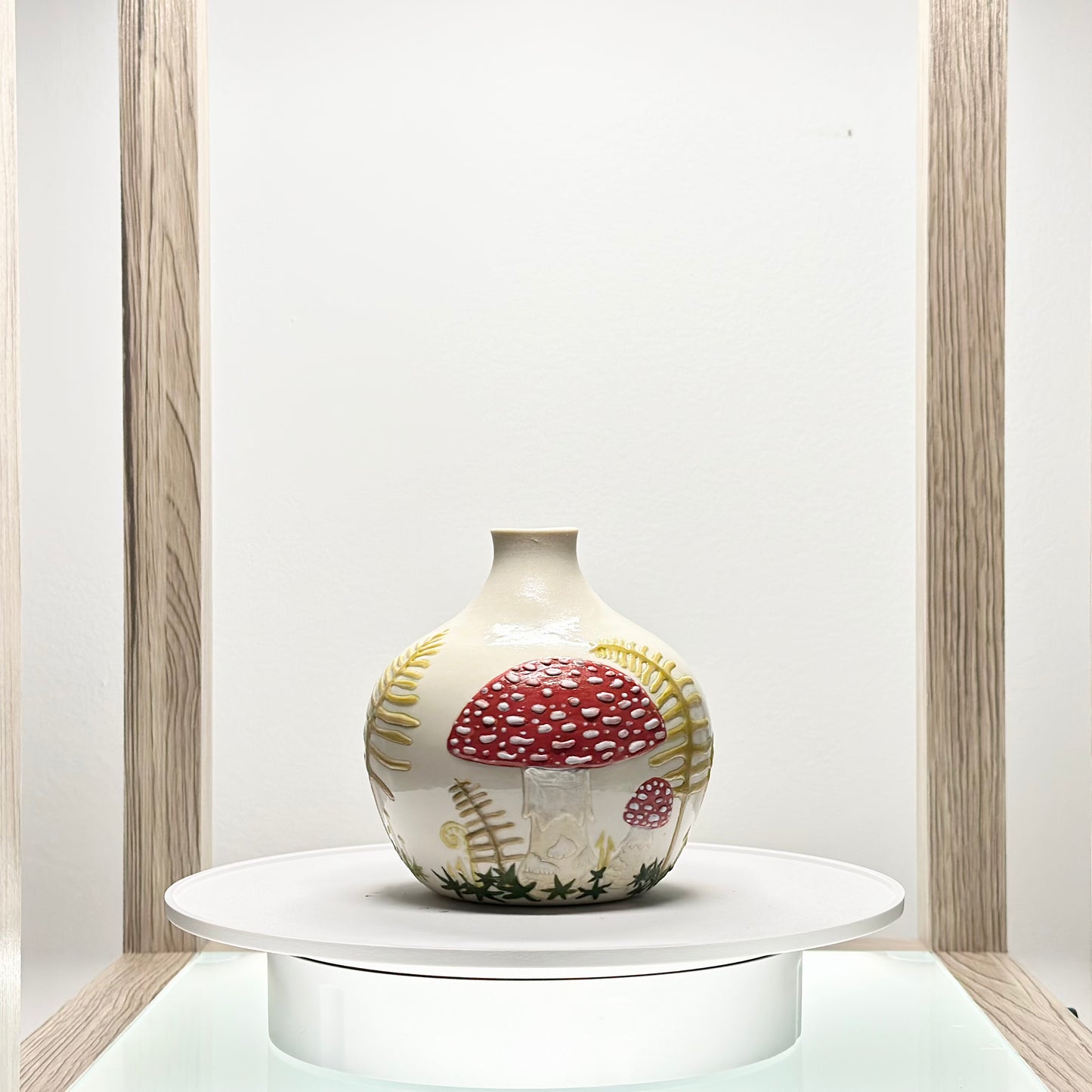 Mushroom and Fern Botanical Vase #4178