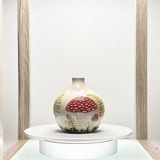 Mushroom and Fern Botanical Vase #4178