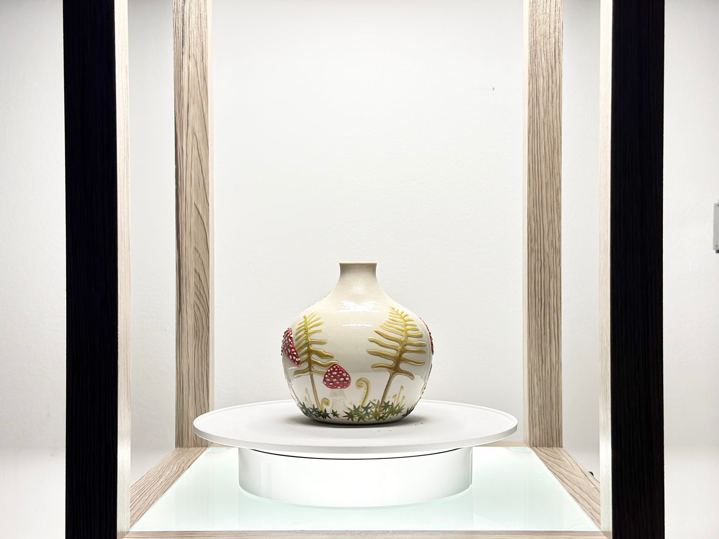 Mushroom and Fern Botanical Vase #4178