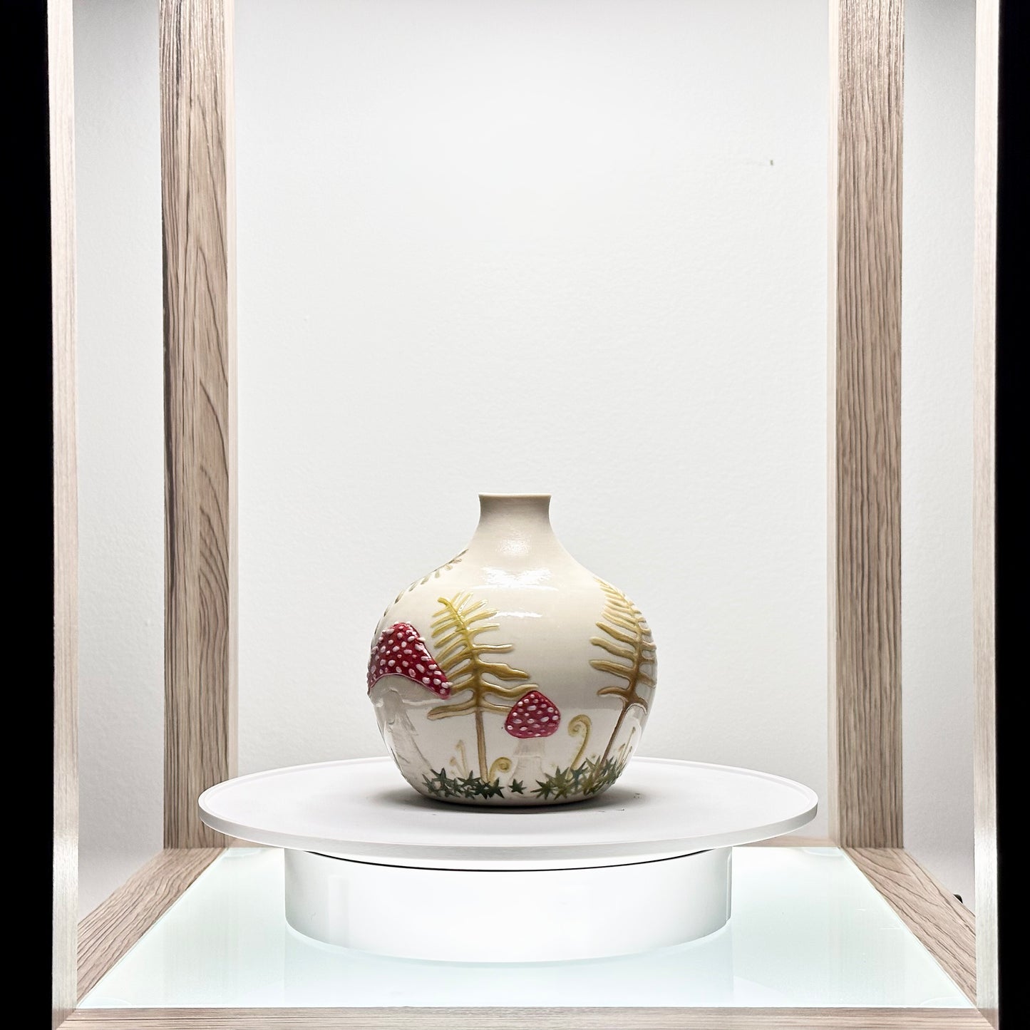 Mushroom and Fern Botanical Vase #4178