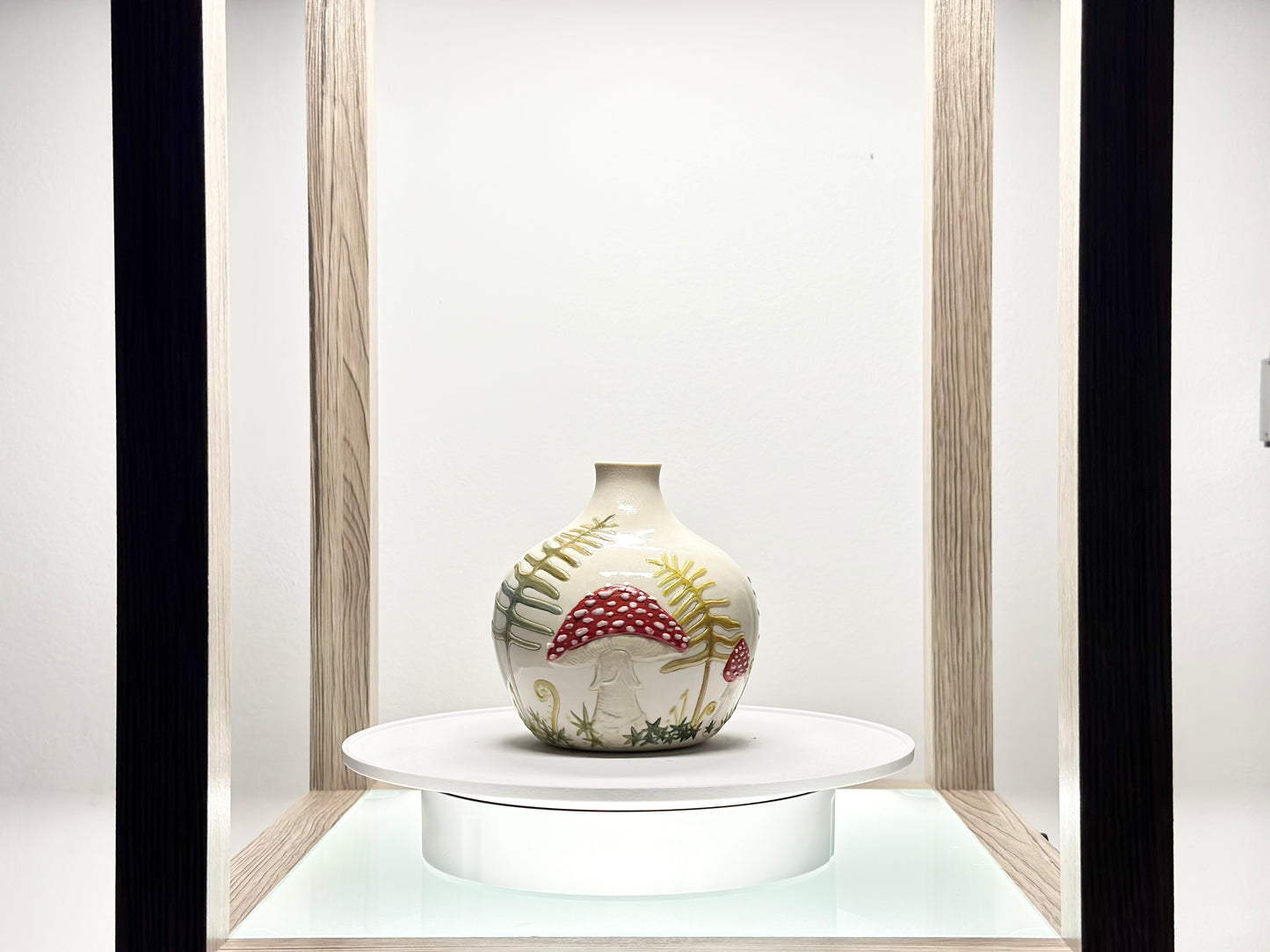 Mushroom and Fern Botanical Vase #4178