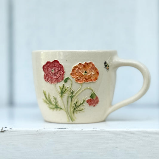 Poppy & Honeybee Botanical Mug #4047
