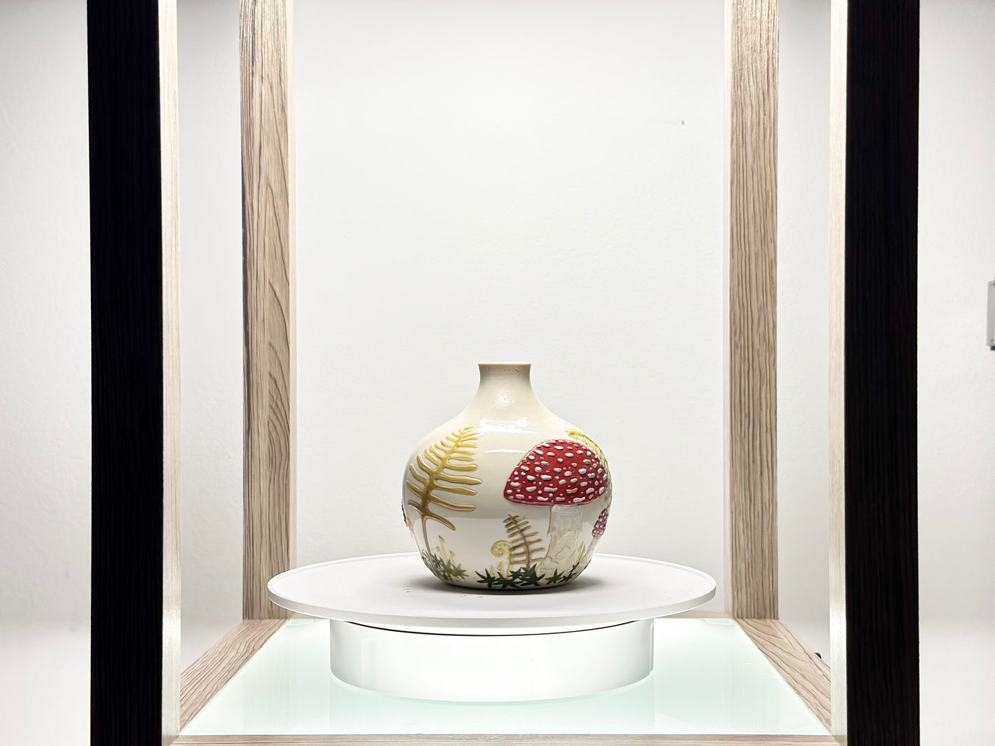 Mushroom and Fern Botanical Vase #4178