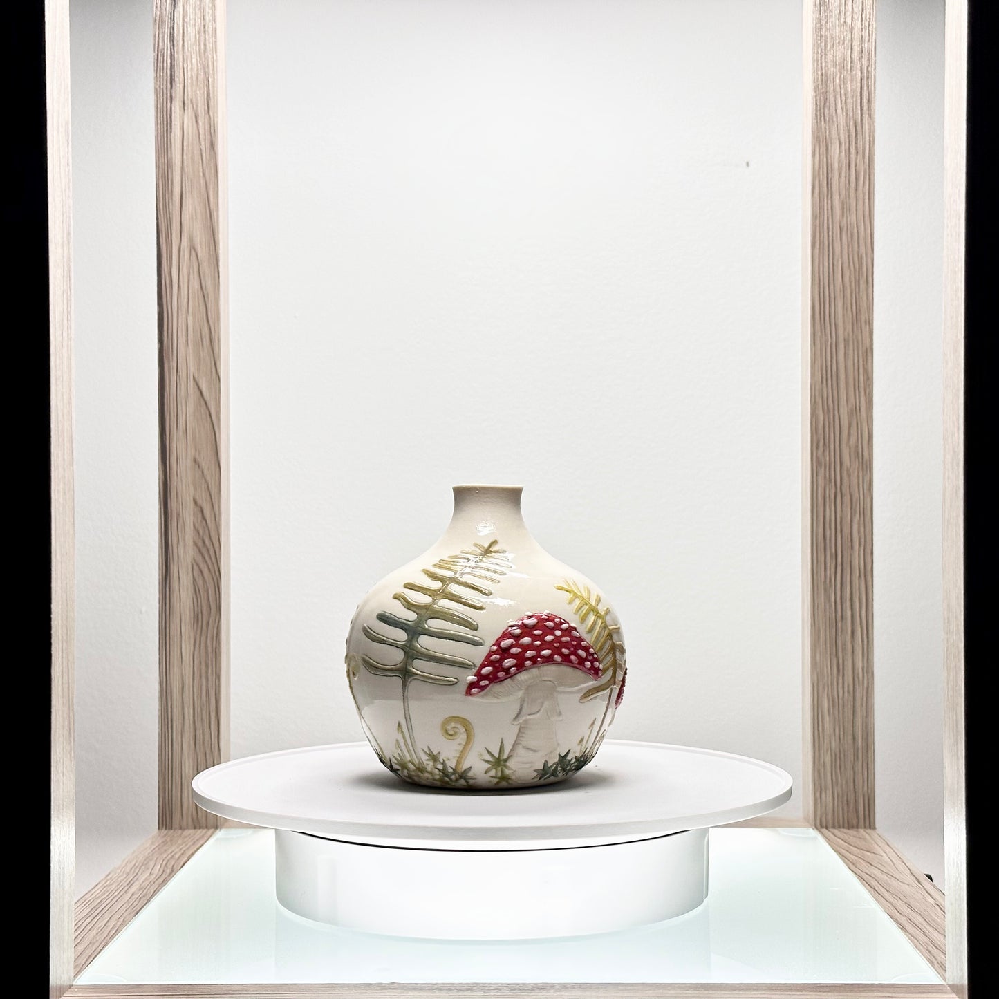 Mushroom and Fern Botanical Vase #4178