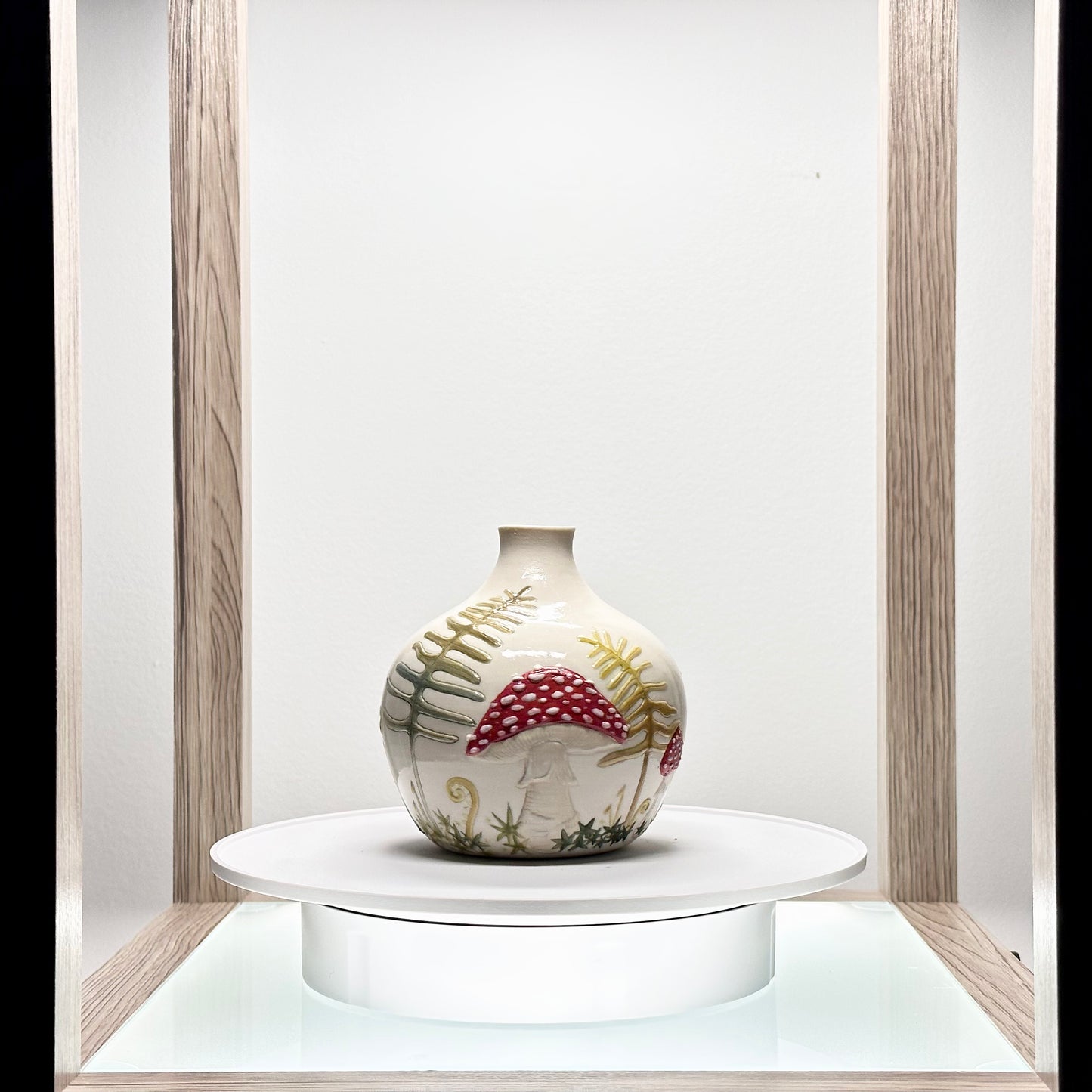 Mushroom and Fern Botanical Vase #4178
