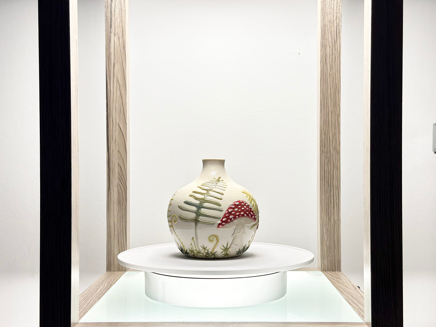 Mushroom and Fern Botanical Vase #4178
