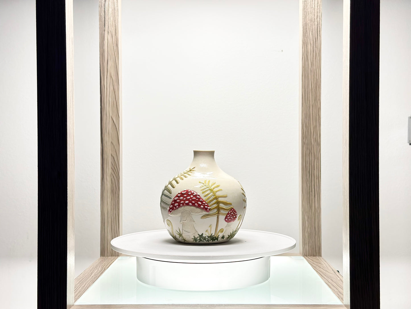 Mushroom and Fern Botanical Vase #4178