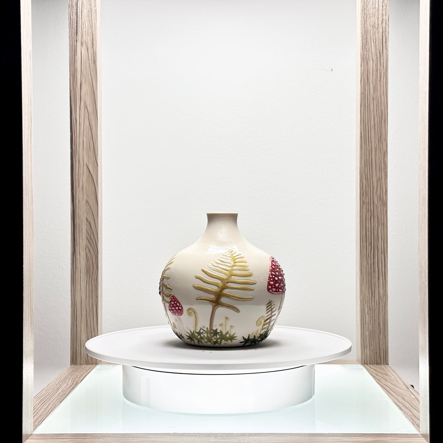 Mushroom and Fern Botanical Vase #4178